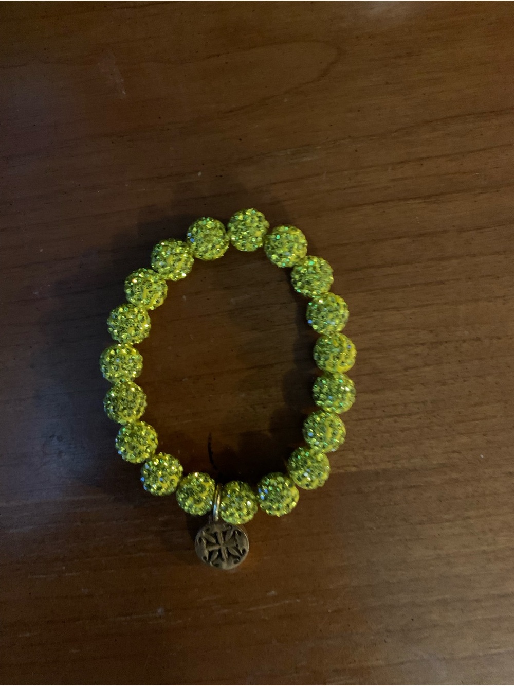 Rustic Cuff Neon Yellow Crystal Beaded Stretch Bracelet